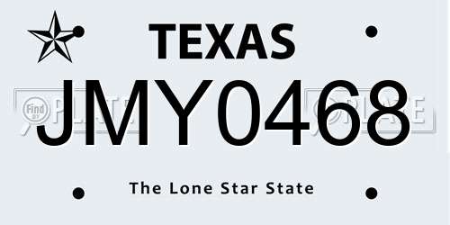 JMY0468 Texas License Plate