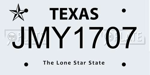 JMY1707 Texas License Plate
