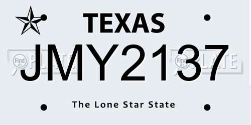 JMY2137 Texas License Plate