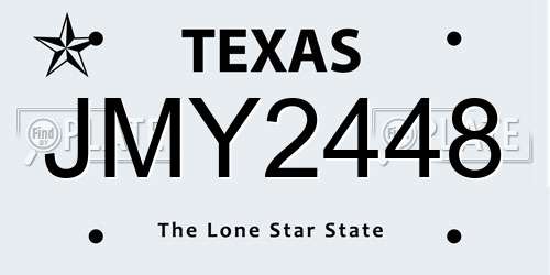 JMY2448 Texas License Plate