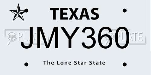 JMY360 Texas License Plate