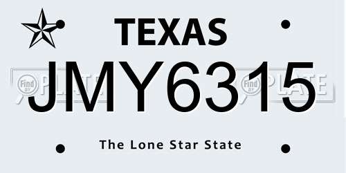 JMY6315 Texas License Plate