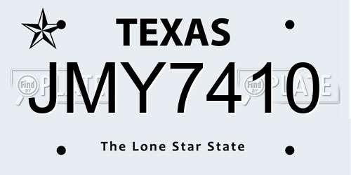 JMY7410 Texas License Plate