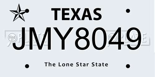 JMY8049 Texas License Plate