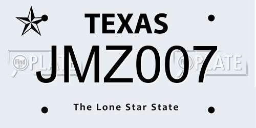 JMZ007 Texas License Plate