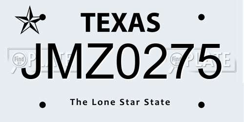 JMZ0275 Texas License Plate