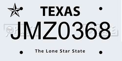 JMZ0368 Texas License Plate