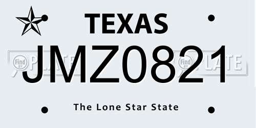 JMZ0821 Texas License Plate