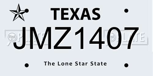 JMZ1407 Texas License Plate