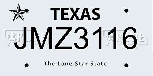 JMZ3116 Texas License Plate