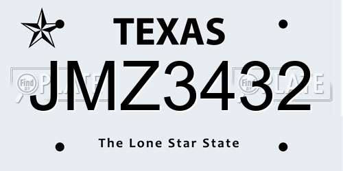 JMZ3432 Texas License Plate