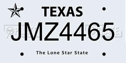 JMZ4465 Texas License Plate