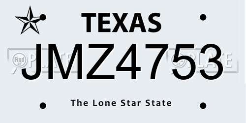 JMZ4753 Texas License Plate