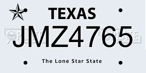 JMZ4765 Texas License Plate