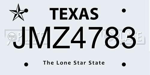 JMZ4783 Texas License Plate