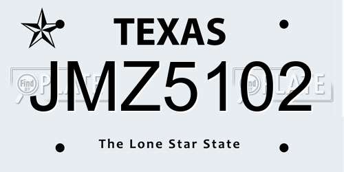 JMZ5102 Texas License Plate