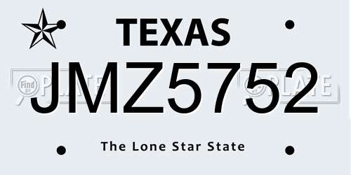 JMZ5752 Texas License Plate
