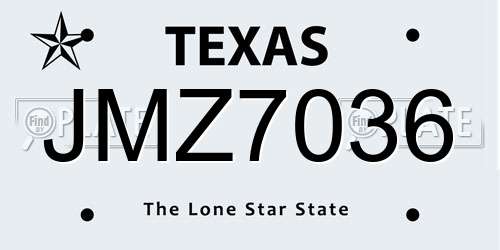 JMZ7036 Texas License Plate
