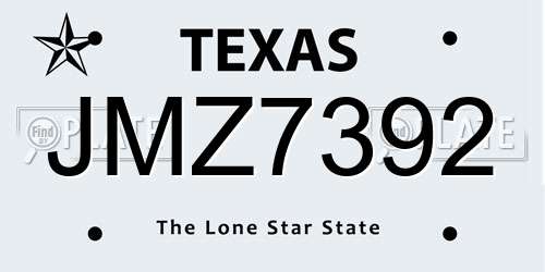 JMZ7392 Texas License Plate
