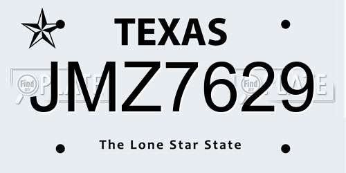 JMZ7629 Texas License Plate