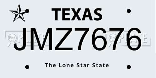 JMZ7676 Texas License Plate