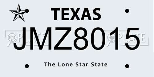 JMZ8015 Texas License Plate