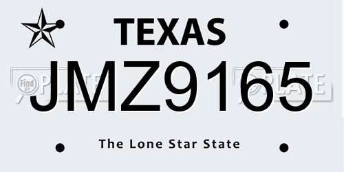 JMZ9165 Texas License Plate