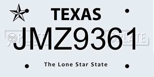 JMZ9361 Texas License Plate