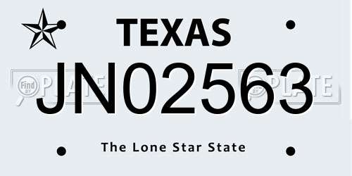 JN02563 Texas License Plate