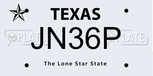 JN36P Texas License Plate