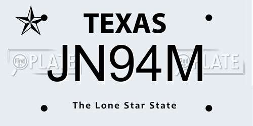 JN94M Texas License Plate