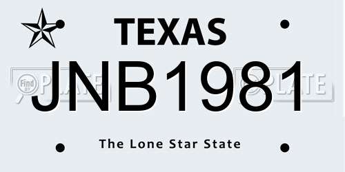 JNB1981 Texas License Plate