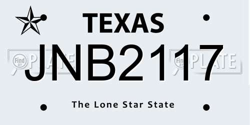 JNB2117 Texas License Plate