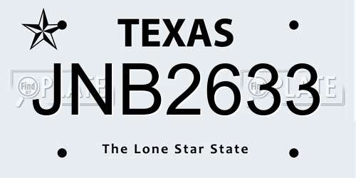 JNB2633 Texas License Plate