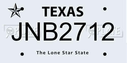 JNB2712 Texas License Plate
