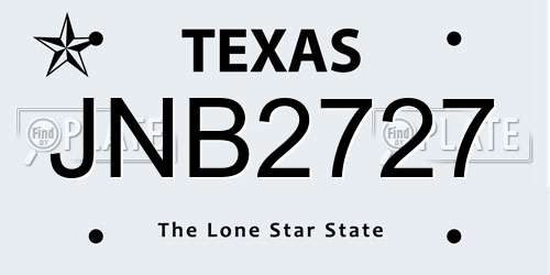 JNB2727 Texas License Plate