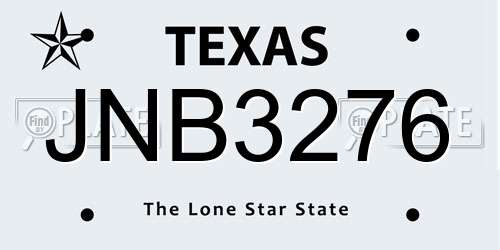 JNB3276 Texas License Plate