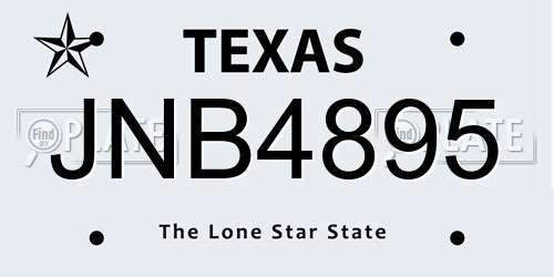 JNB4895 Texas License Plate