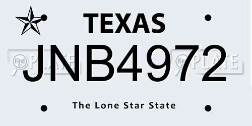 JNB4972 Texas License Plate