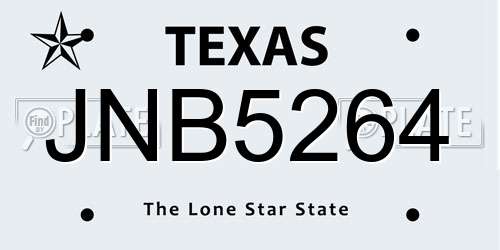 JNB5264 Texas License Plate