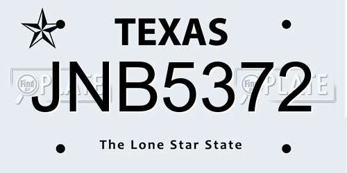 JNB5372 Texas License Plate