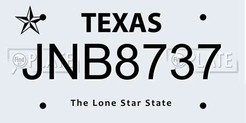 JNB8737 Texas License Plate