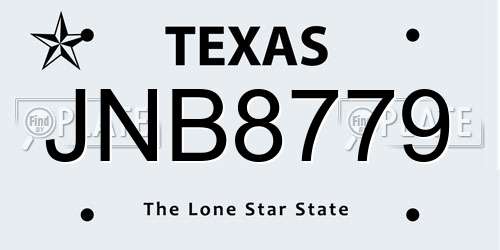 JNB8779 Texas License Plate