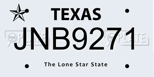 JNB9271 Texas License Plate