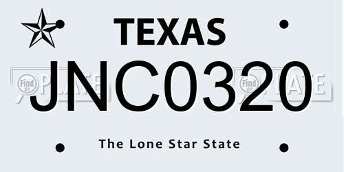 JNC0320 Texas License Plate