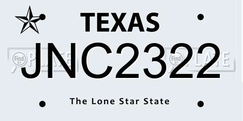 JNC2322 Texas License Plate