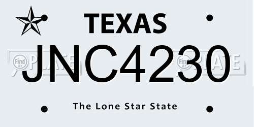 JNC4230 Texas License Plate