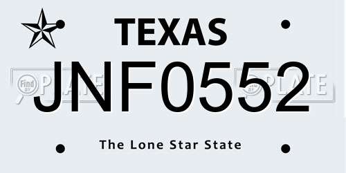JNF0552 Texas License Plate