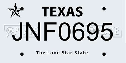 JNF0695 Texas License Plate
