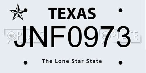 JNF0973 Texas License Plate